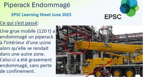 REX : Tuyauteries aériennes endommagées par une grue