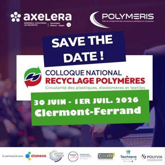 Colloque national Recyclage polymères les 30 juin et 1er juillet 2026 à Clermont-Ferrand